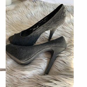 Peekaboo Black Lace  Pumps